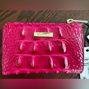 Brahmin Melbourne Ombre Pink Croc Embossed Leather Card Holder Wallet NWT